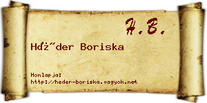 Héder Boriska névjegykártya